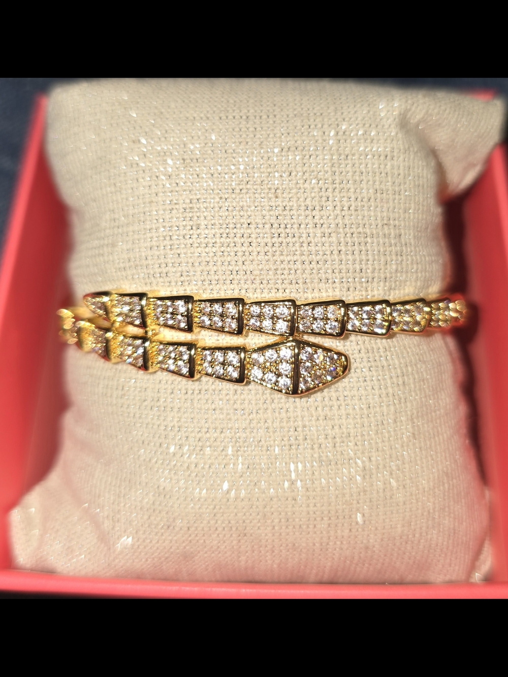 Gold Pavé Crystal Serpent Bracelet - Women Jewelry